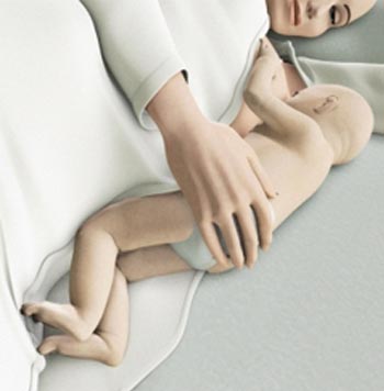 στάση θηλασμού στο πλάι – ξαπλωμένη